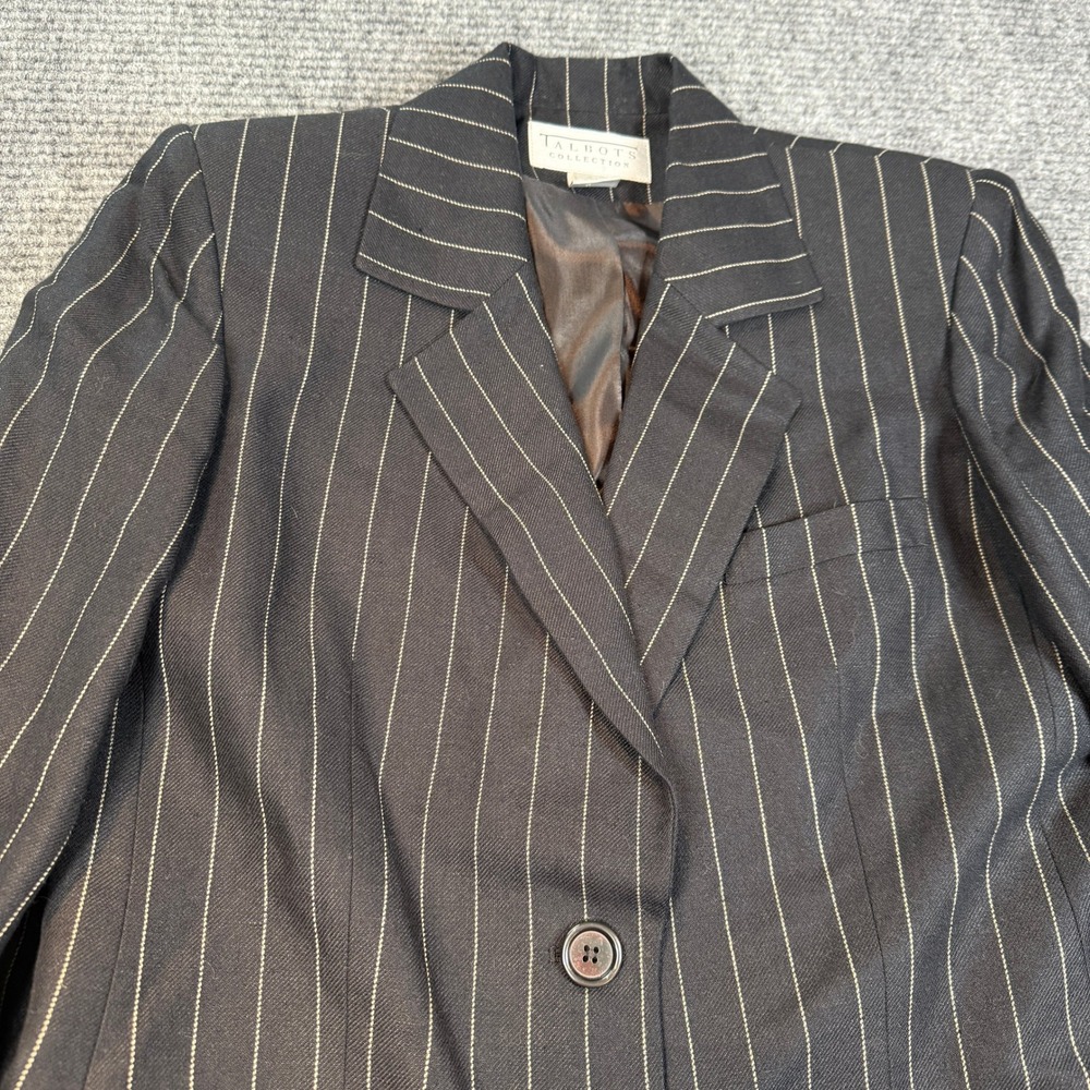 Talbots Collection Pinstripe Blazer Size 4 Black & White Career Office Jacket